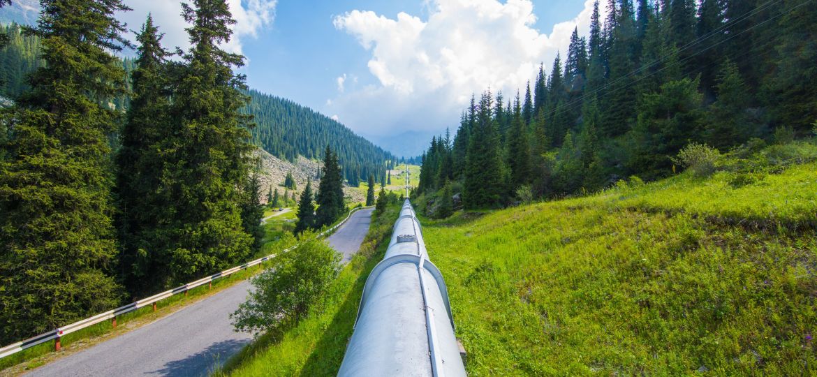 water pipeline in the mountains